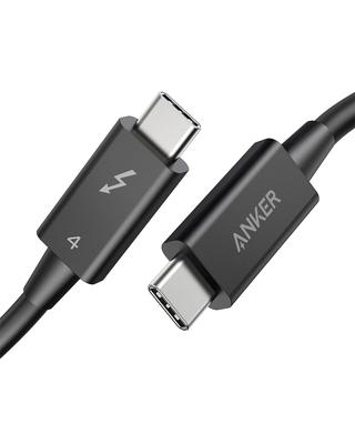 Кабель Anker Thunderbolt 4 100 Вт, черный, выход 100 Вт, совместимость с 8K, высокоскоростная передача данных 40 Гбит/с, совместимость с iPhone 16, 15, MacBook Air Pro, iPad и
