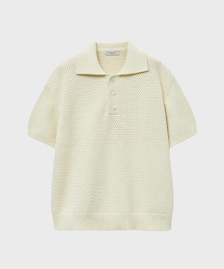 NOIRER Oversized Heavy Polo Half Knit (Ivory)