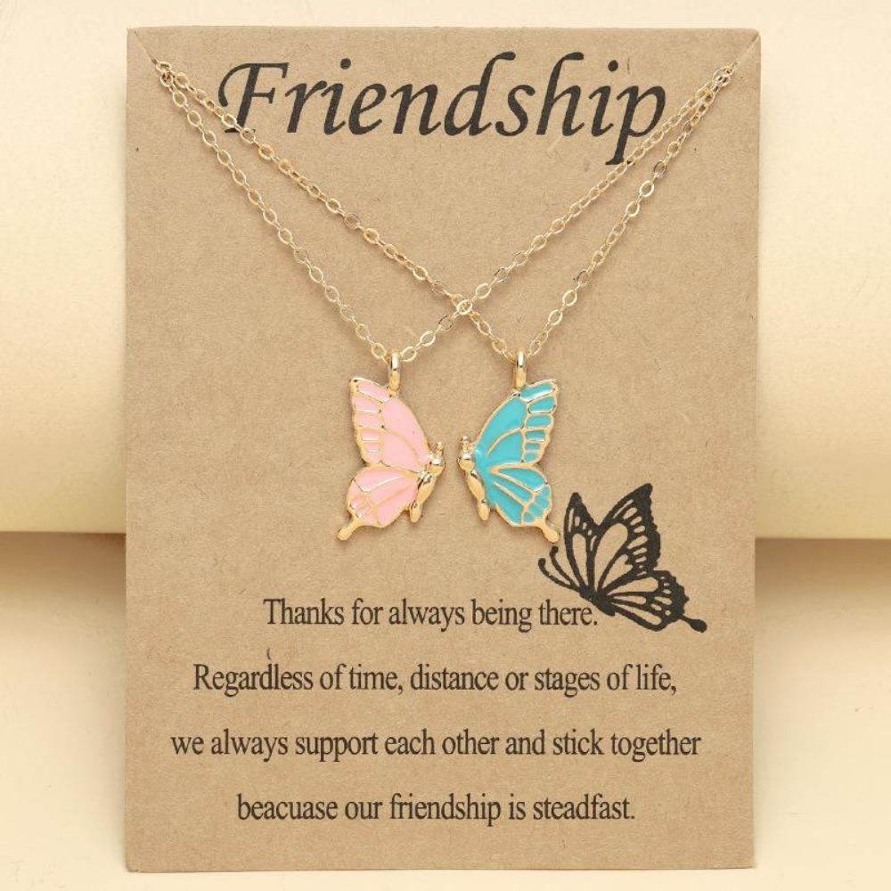 Butterfly Clavicle Chain Necklace Ladies Exquisite Double Layer Clavicle Chain Necklace Jewelry Friendship Card for Friend Ladies Gift