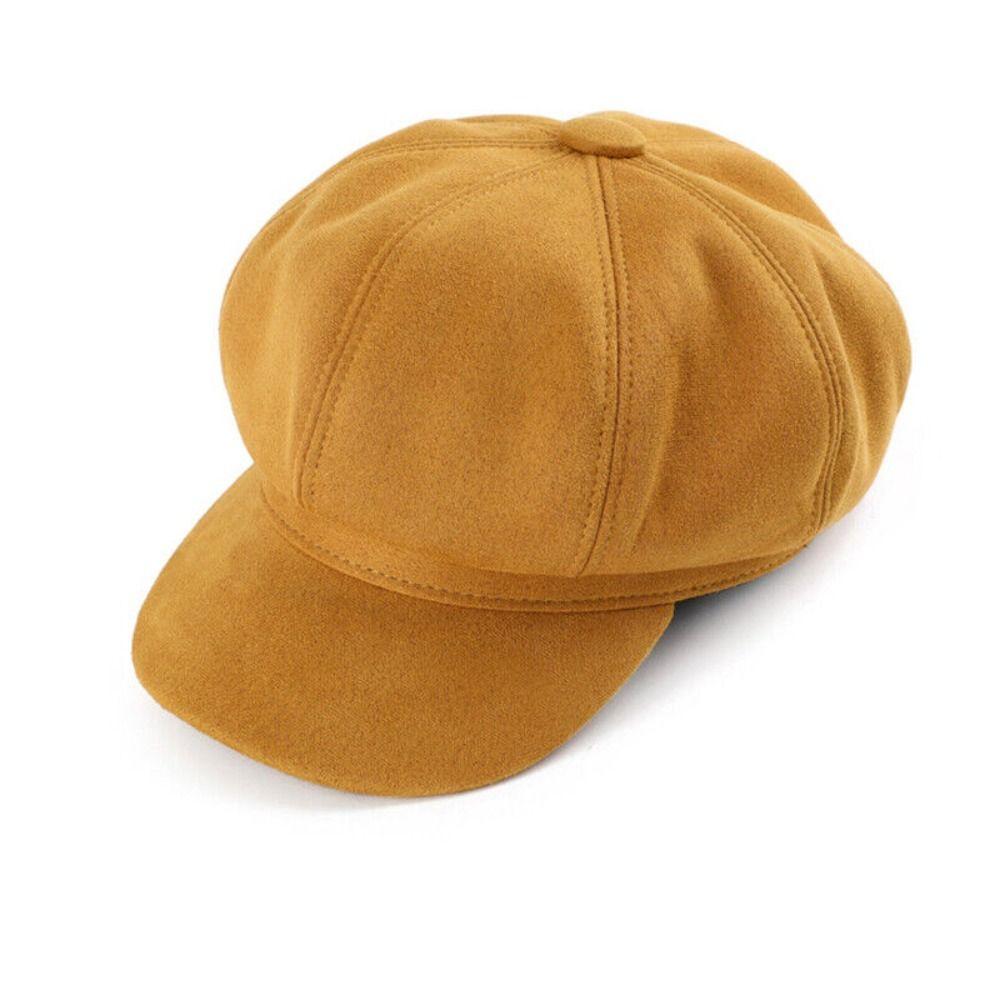 Casual Suede Fabric Hats & Caps Solid Color Adjustable Baker Cap Newsboy Hat Berets Beret Hat