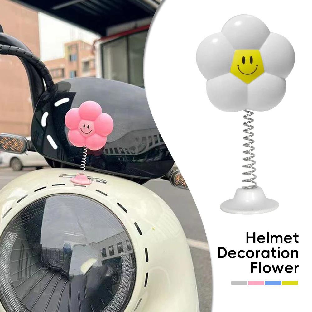 Шлем трясущийся Маленькая улыбка Цветочное украшение Мотоциклетные шлемы для велосипедистов Милый декор в виде цветка солнца Аксессуары для шлема для вождения