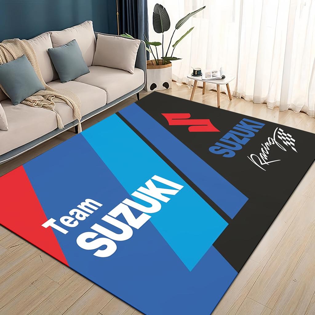 3D Гоночный автомобиль Логотип S-SUZUKI Мотоциклетный ковер для гостиной спальни домашнего дивана, Детский игровой нескользящий коврик для пола