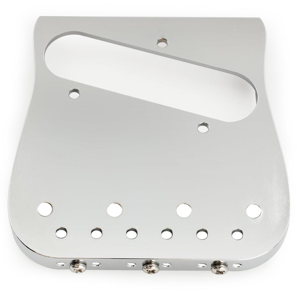 Бридж Musiclily Ultra Pitch Bent Telecaster с латунными пулями и седлами с компенсацией длины мензуры для TL Electric Chrome Леворукий 10.8мм 3-сторонний