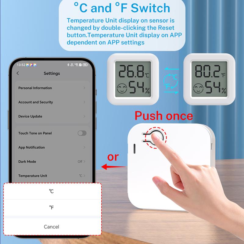 Zigbee 3.0 Smart Tuya Temperature Humidity Sensor APP Remote Control Thermometer For Smart Home Work With Alexa ZHA Zigbee2Mqtt