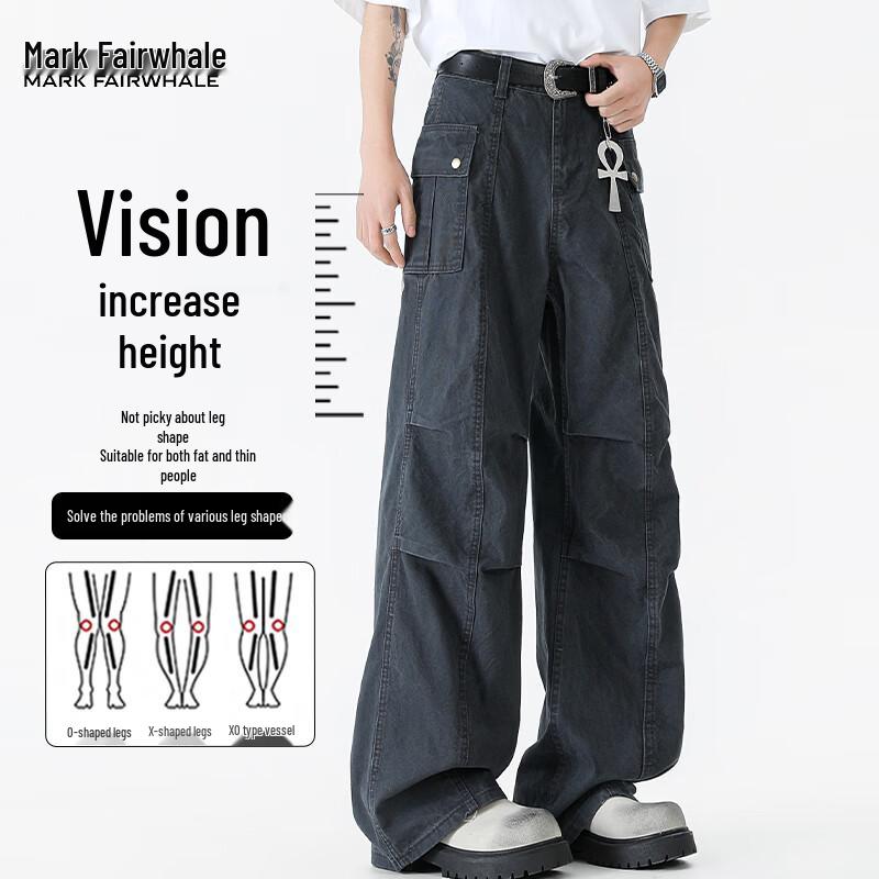 Mark Fairwhale Men's 100% Cotton Loose Straight Cargo Pants