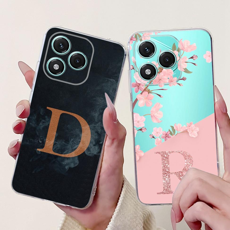 6.7" For Honor 400Lite ABR-NX1 Clear Back Cover For Honor 400 Lite Case Luxury Fashion A-Z Letters Crown Soft TPU Bumper Funda