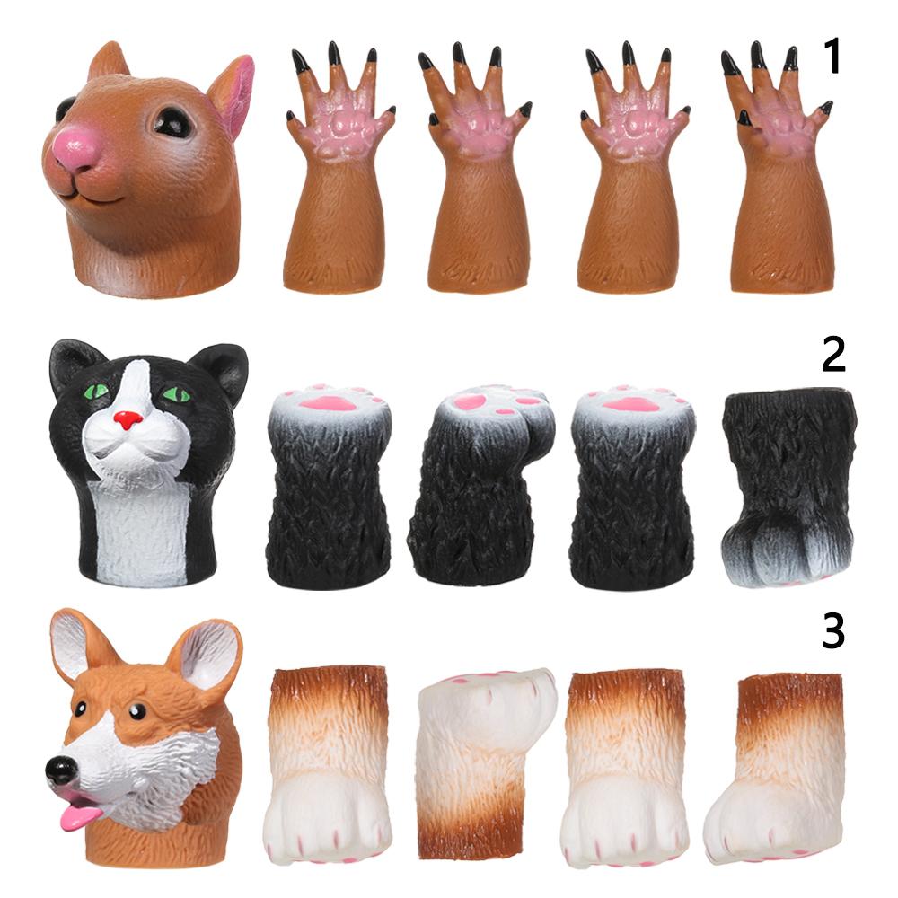 Washable Animal Cat Dog Hand Puppet Props Random Combination Finger Dolls