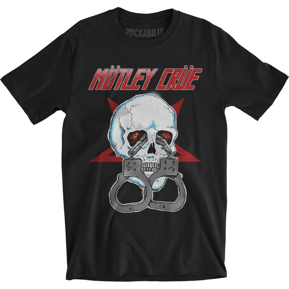 Men's Motley Crue Skull Cuffs 2 Slim Fit T-shirt Small Black