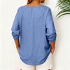Women's Fashionable Solid Color V-neck Loose Casual Long Sleeved Pullover T-shirt Top