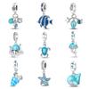Luminous Ocean Wind Shell Crab Dolphin Starfish Sea Turtle Charm Silver Plated DIY Jewelry Accessories Beads