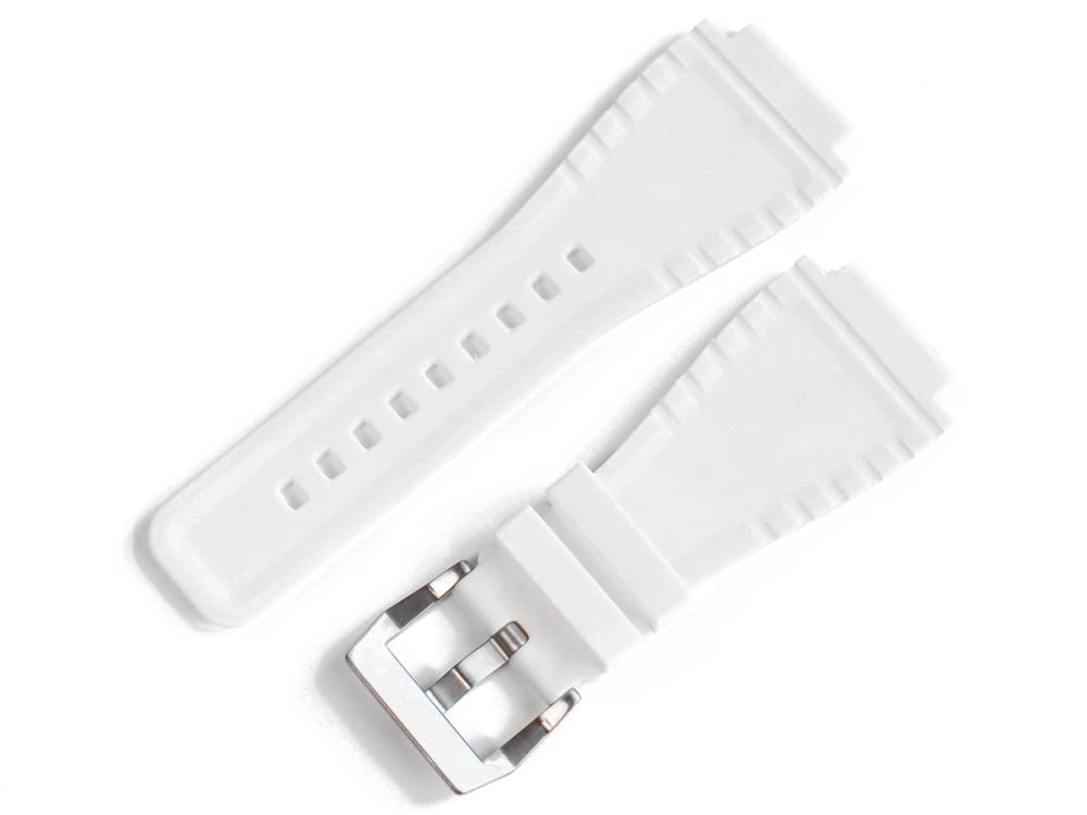 [Import King Original] Запчасти для часов - Совместимы с Bell & Ross BR01, BR03 - Резиновый ремешок - Неоригинальная деталь - 24 мм - Белая нержавеющая сталь