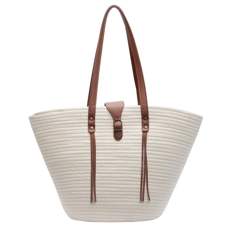 Соломенная сумка большой вместимости женская сумка плетеная летняя пляжная женская новая сумка на одно плечо портативная сумка-тоут большая сумка