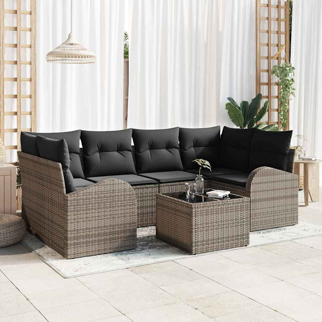Garden Sofa Set Gray 55 x 55 x 37 cm Poly Rattan