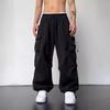 Men's Multi-Pocket Casual Drawstring Pants - Loose Fit, Solid Color, Spring/Autumn Style