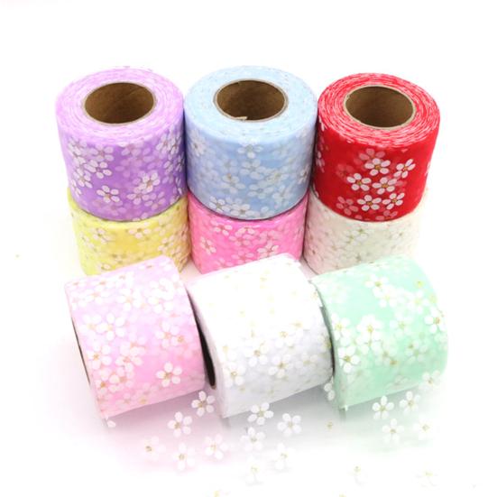 1 Roll 25Yards Webbing Ribbon Soft-touching Durable Decorative Compact Lace Floret Tulle Ribbon Clothing Accessories for Home