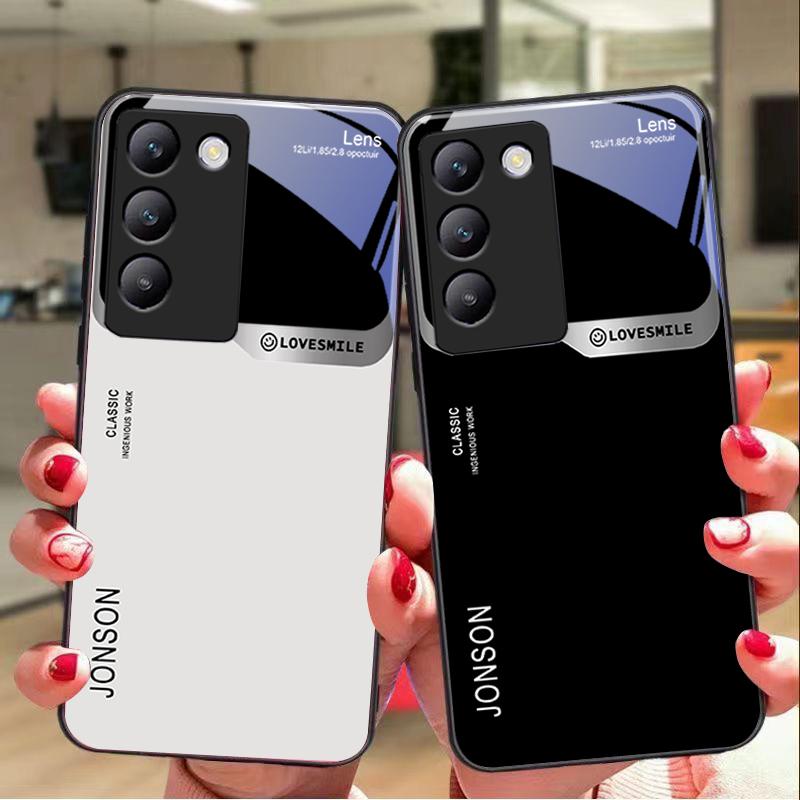Большое окно Белый Для Y72 33S 11 03 36 96 Lite 35 16 Iqoo 12 V40 SE 5G 29 40 21 30 X80 Pro Vivo Чехол для телефона из закаленного стекла Черный
