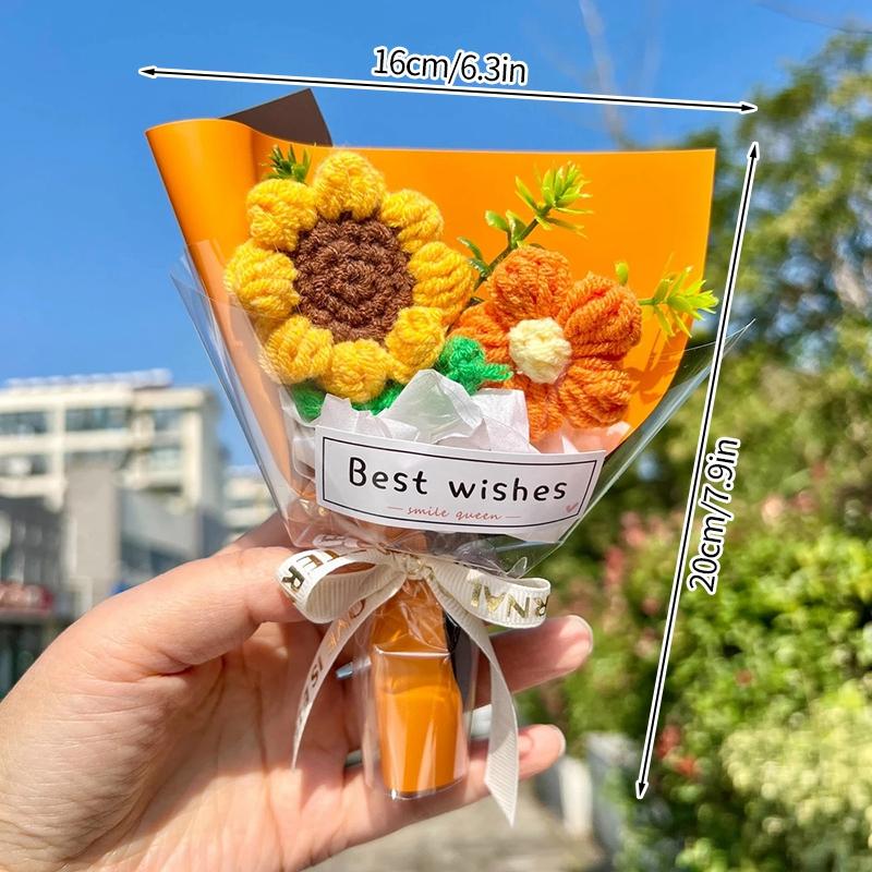 Мини-вязаный букет для подруги, креативный подарок на день рождения ко Дню святого Валентина, искусственный небольшой букет, подарок на свадьбу