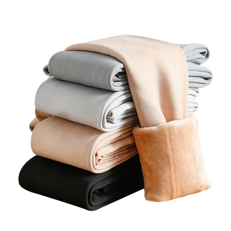 Women's Fleece-Lined Thick Imitation Nylon Leggings - Warm Autumn and Winter One-Piece Tights