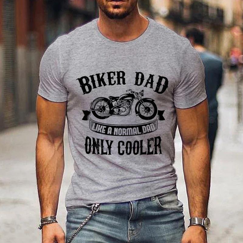 Футболка с графическим принтом Biker Dad Only Cooler для мужчин, летняя черная футболка с коротким рукавом в винтажном стиле, забавная модная футболка ко Дню отца для мужчин