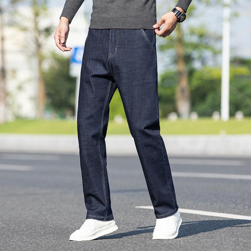 Обычные мужские джинсовые деловые модные брендовые модные свободные прямые джинсы эластичные мужские стильные