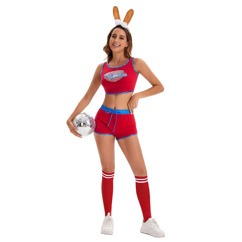 Women's Sexy Rabbit Cosplay Costume Bunny Jam Halloween Party Outfit with Tops & Shorts Polyester Plus Size