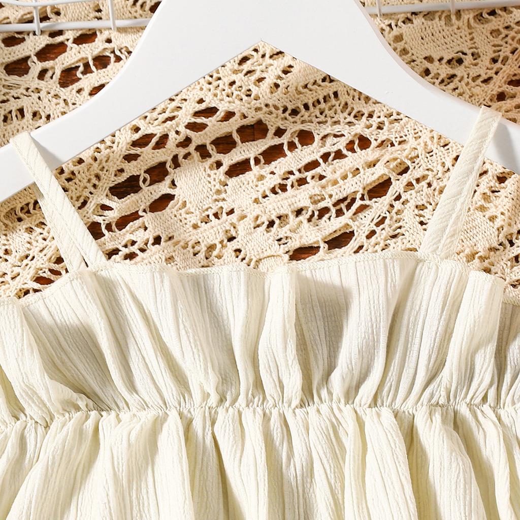 Стильный комбинезон для девочек, летний детский кружевной комбинезон с одной линией плеч и бретелями