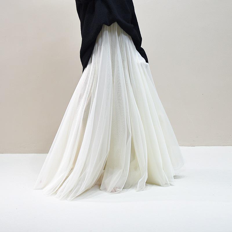 Женская летняя сетчатая марлевая юбка А-силуэта - Сказочный стиль, Широкий подол, Средняя длина, Стройнящая, Подчеркивающая темперамент