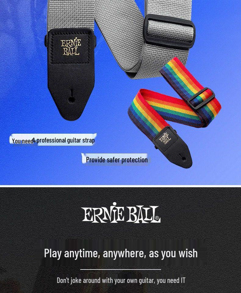 Универсальный ремень для гитары/баса Ernie Ball из бакелита - Удлиненный нейлоновый ремень через плечо