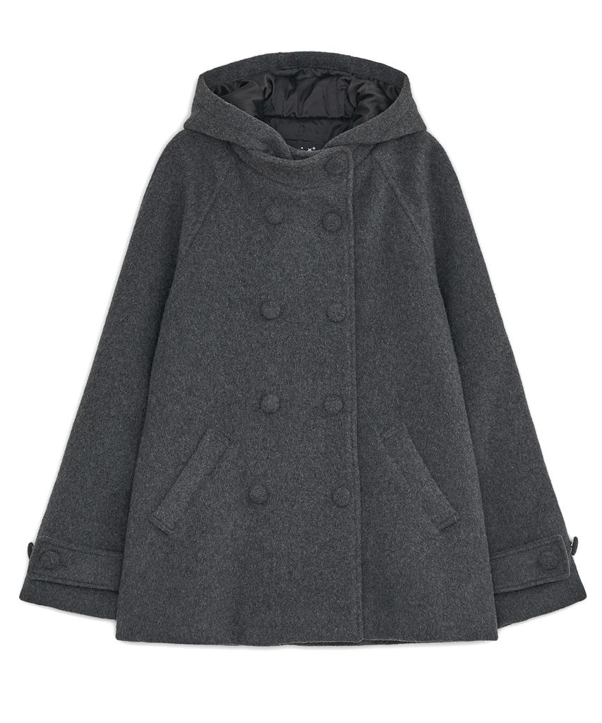 HUG YOUR SKIN Hooded Half Coat (Charcoal)