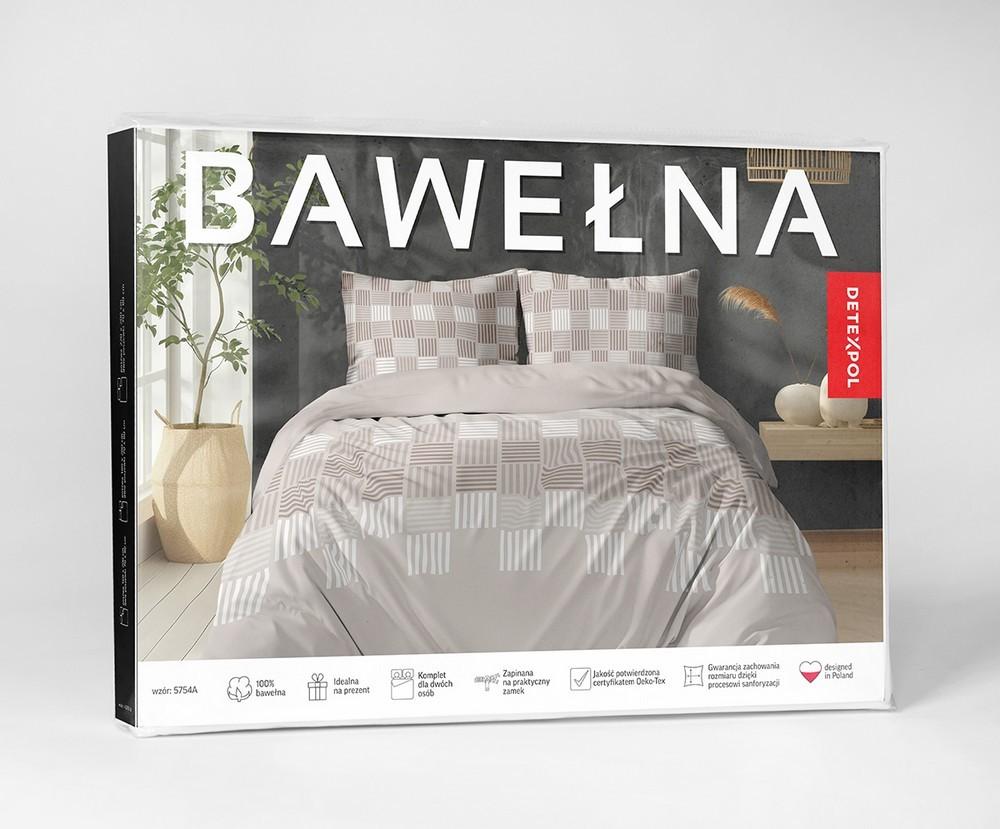 Pościel Bawełniana 160X200Cm Kwadraty Beż