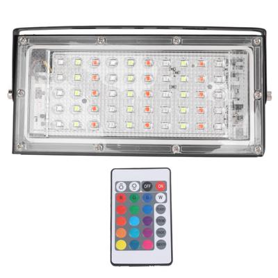 Прожектор RGB IP66 Водонепроницаемый Высокая яркость AC 220V 50W Уличный цветной прожектор с пультом дистанционного управления
