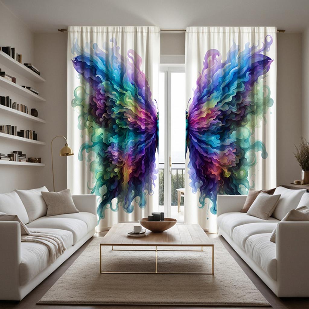 2 шт. HD Многоцветные цветы бабочки декоративные занавески Цветовая система цифровая печать занавески Стиль украшения дома Украшение