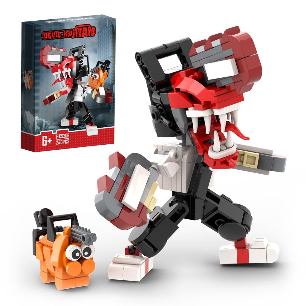 Новейшая коллекция высококачественных строительных блоков Brickheadz по мотивам «Человека-бензопилы» Мультяшные фигурки Дендзи и персонажа-собаки Кищы Блоки Игрушка Подарок для детей