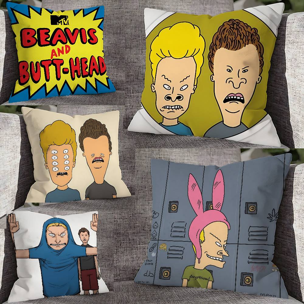 B-Beavis and B-Butt-H-Head Throw Pillow Case For 45x45cm 40x40cm 55x55cm 50x50cm 30x30cm Square Car Pillowcase Shell