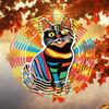 Colorful Cute Kitten Windmill Outdoor Garden Decor Infinite Rotation Wind Chime for Home Yard Patio Christmas Holiday Decoration