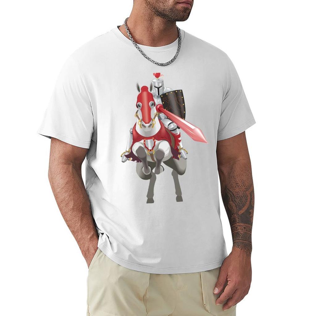 Футболка Medieval Knight In Armor On Horse, летние топы с принтом животных для мальчиков, новая версия мужских футболок Fruit Of The Loom
