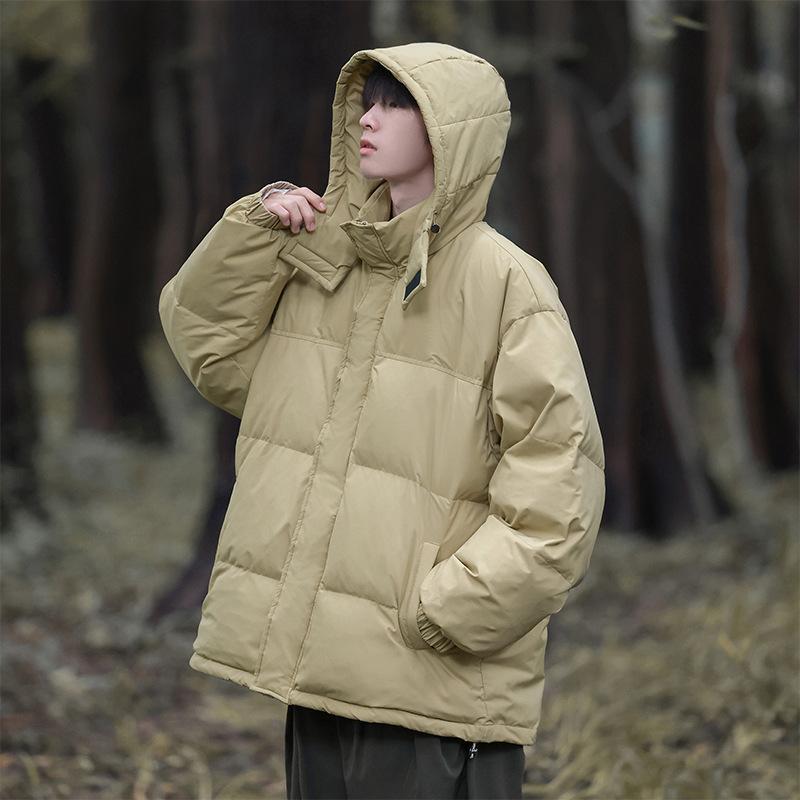 Down Jacket Men's Winter New Hooded White Warm Jacket Couple's Loose Casual Fashion Top Men's Clothing