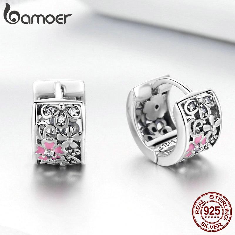 Изысканные серьги-гвоздики BAMOER из стерлингового серебра 925 пробы с цветком ромашки