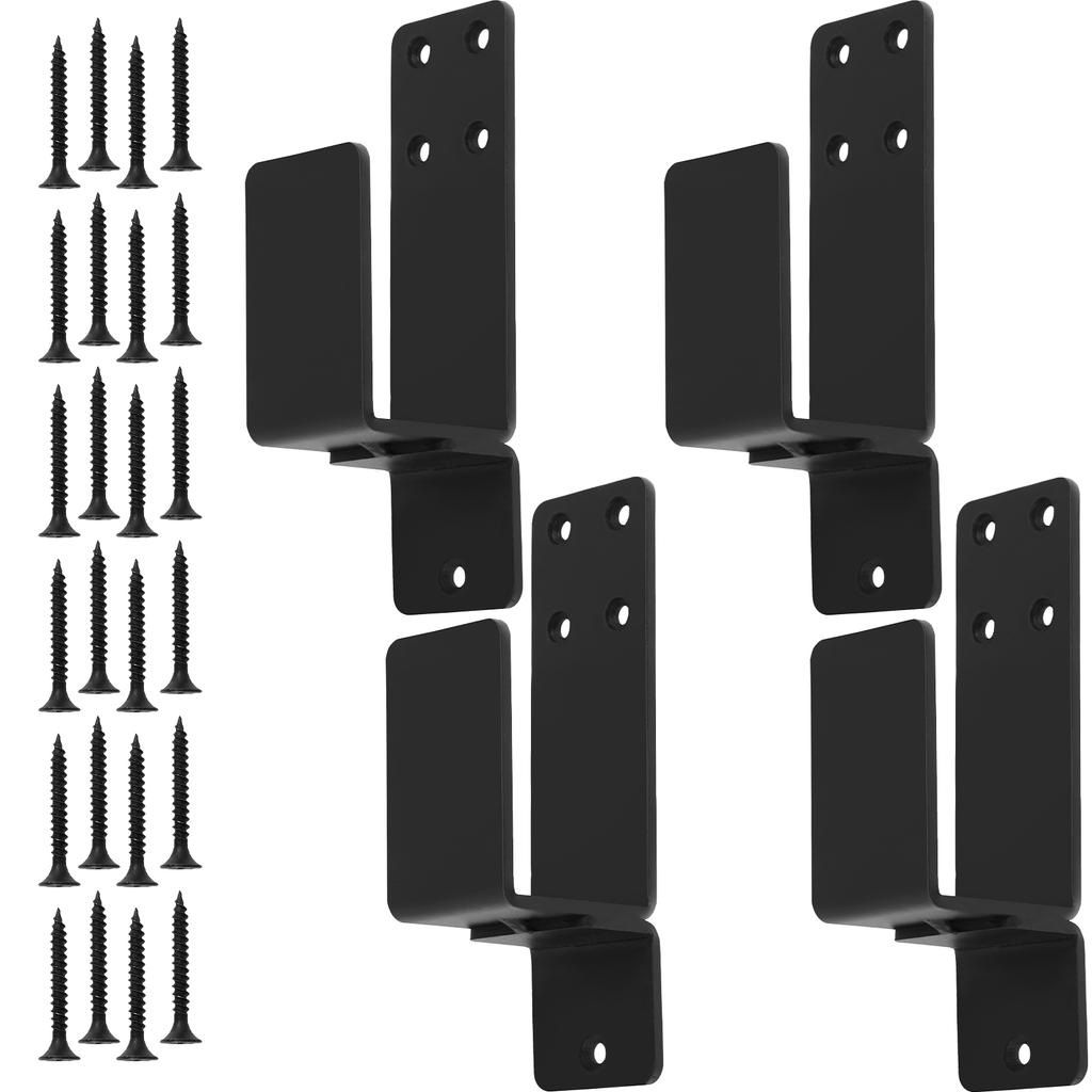 4PCS Door Barricade Brackets Drop Open Bar Holder 2x4 Bar Brackets Prevent Unauthorized Entry For Home Security Door Lock