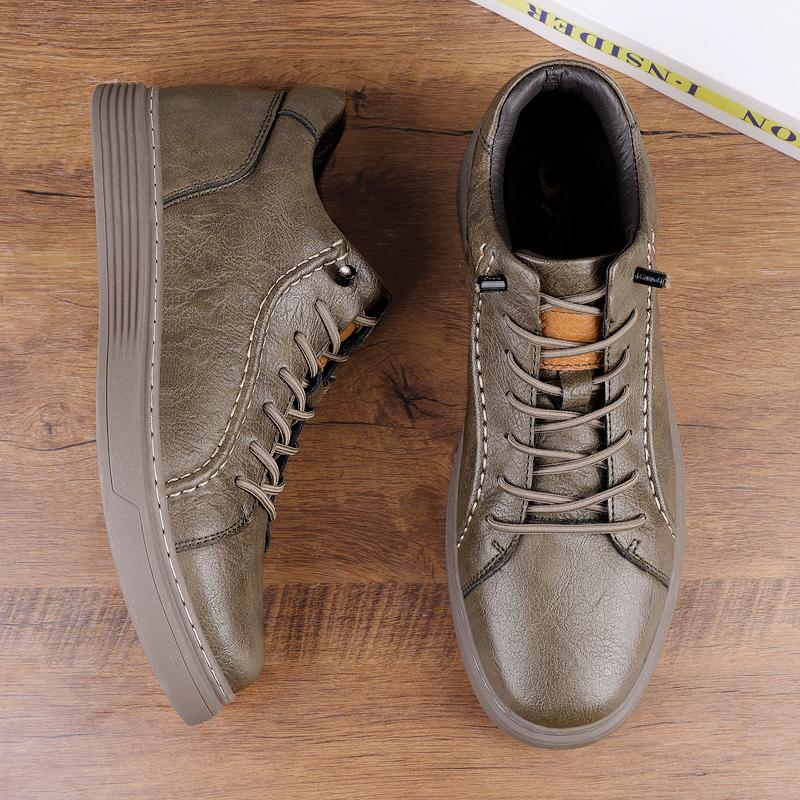 Модные нескользящие универсальные мужские кроссовки на шнуровке из натуральной кожи повседневная обувь с высоким берцем для ходьбы теплые зимние мужские ботильоны кроссовки