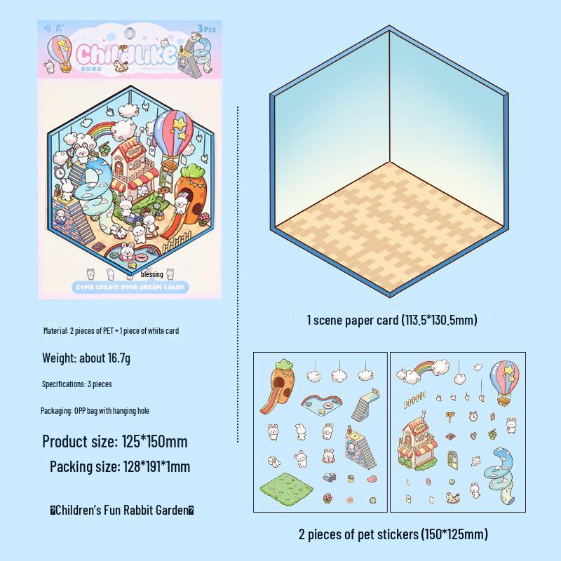 Popular Cartoon Scenery 3D DIY Stickers for Kids