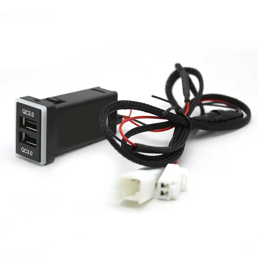 Синий светодиодный индикатор Быстрая зарядка Двойной USB-разъем QC3.0 Автомобильное зарядное устройство Адаптер питания для аксессуаров camry corolla rav4 hilux
