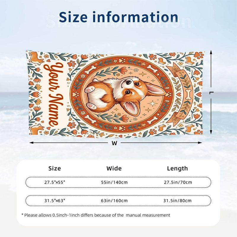 Colorful Sugar Skull Art Theme Quick Dry Beach Towel Custom Name Text Print Large Sand Resistant Towel Beach Vacation