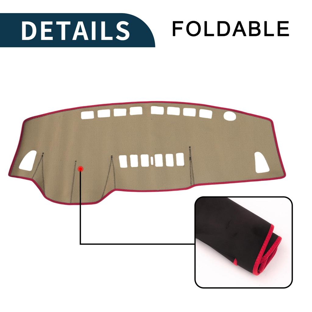 TUCKBOLD Dashboard Mat for Nissan Tiida C11 Car Dashboard Protective Interior Customization Parts Sun Flannel Black with Red Set (2005-2010), Cover,