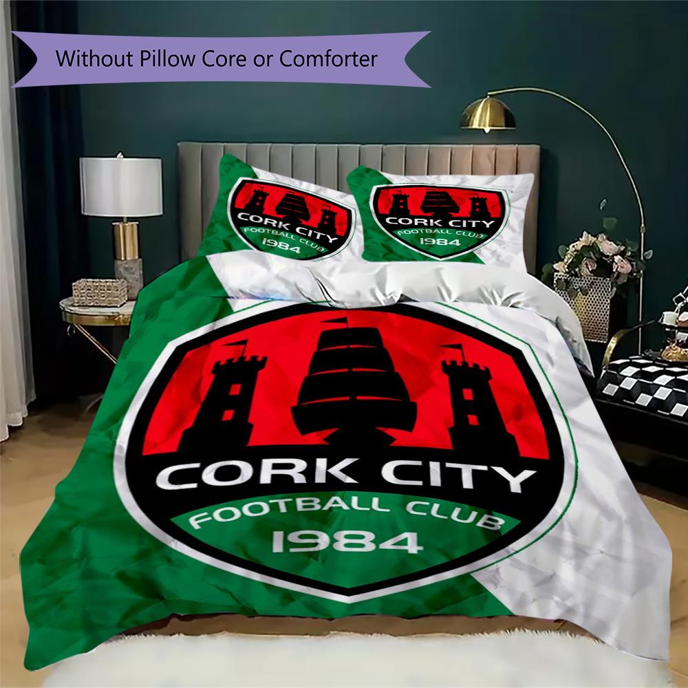 cork city fc Pattern Bedding uilt Set uilt Cover Pillowcase Home Decoration Birthday Gift (1 * duvet cover + 2 * pillowcase without core)