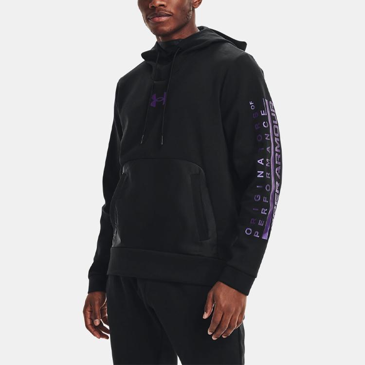 Under Armour Мужские толстовки с капюшоном Apollo Sportstyle Printed Woven Hoodie Black Purple 1360730-002