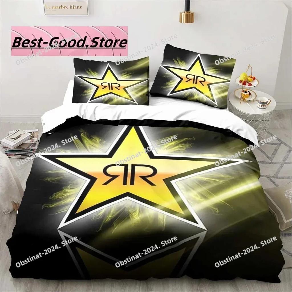 3D Печать Постельное белье с логотипом R-Rockstar Energy Комплекты Пододеяльник Наволочка Односпальный Двуспальный Queen Super King Размеры Комплекты
