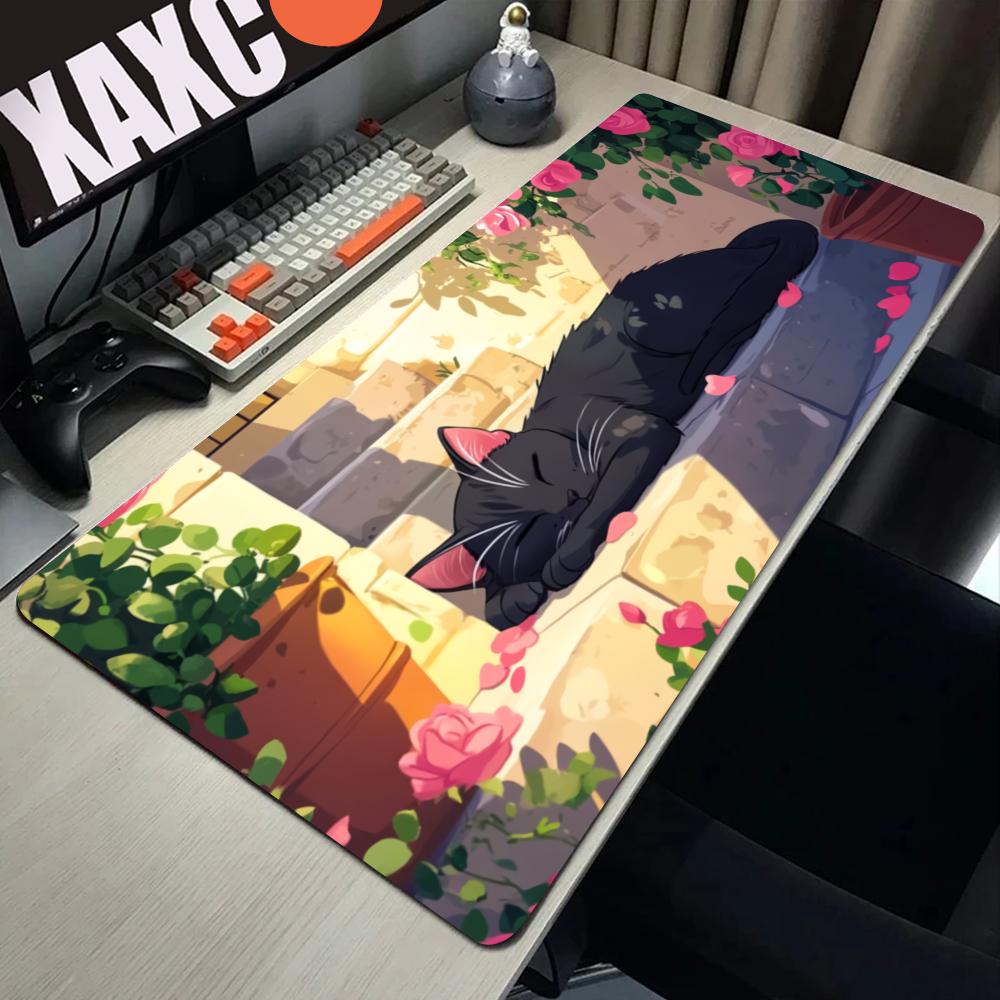 HYBXAXC Милый японский кот Коврик для мыши Большой игровой коврик для мыши Компьютерные игровые аксессуары Художественный ковер 900x400 Игровые коврики Аниме Офисный коврик