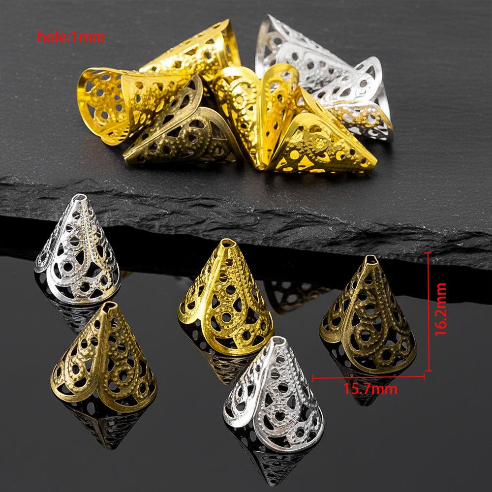 20pcs 50pcs 100pcs Metal Two-leaf Speaker Retro Flower Tray Bead Caps Hat Headgear Out Parts for DIY Jewelry Making Accessories
