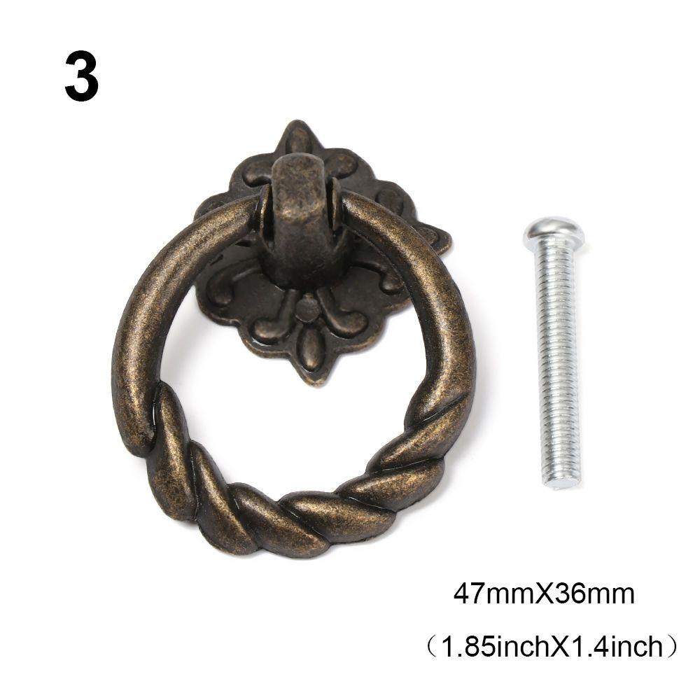Ring Pattern European Style Retro Furniture Knobs Single Hole Bronze Handles Wardrobe Pulls